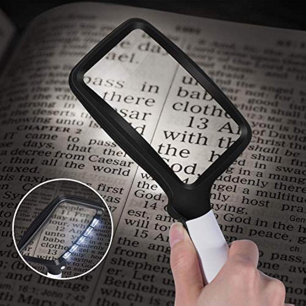LED Rectangular Magnifying Glass – Foldable 2X Reading Magnifier