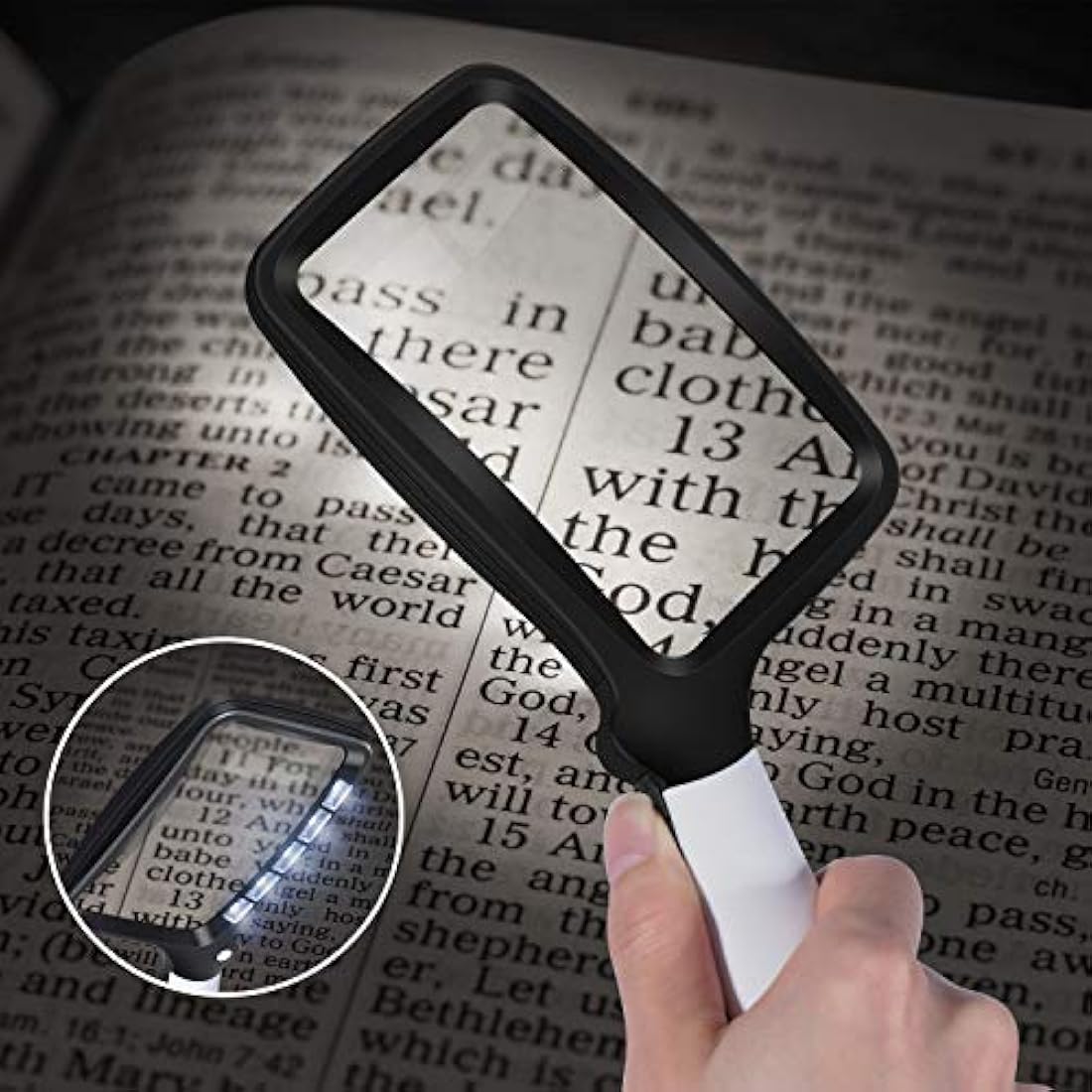 LED Rectangular Magnifying Glass – Foldable 2X Reading Magnifier