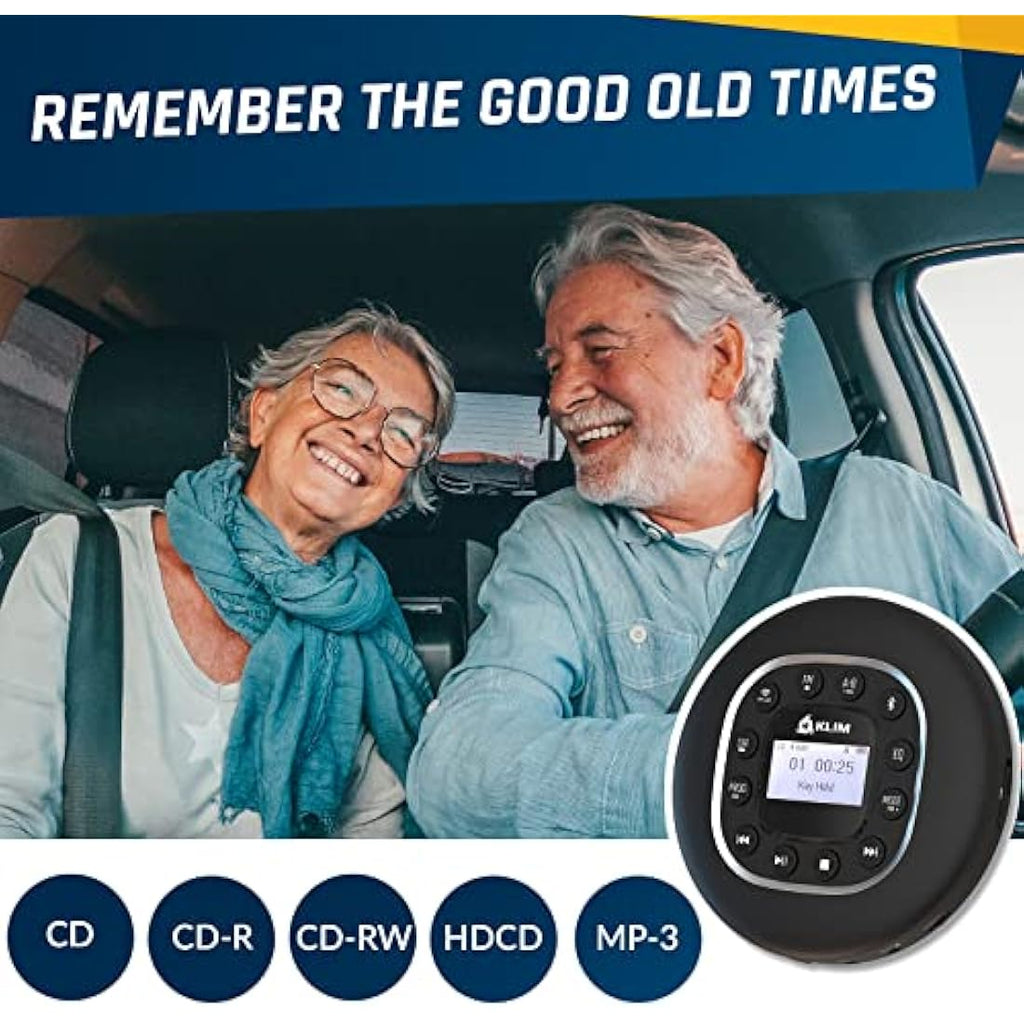 KLIM Journey Portable CD Player – Bluetooth, FM Transmitter & Rechargeable