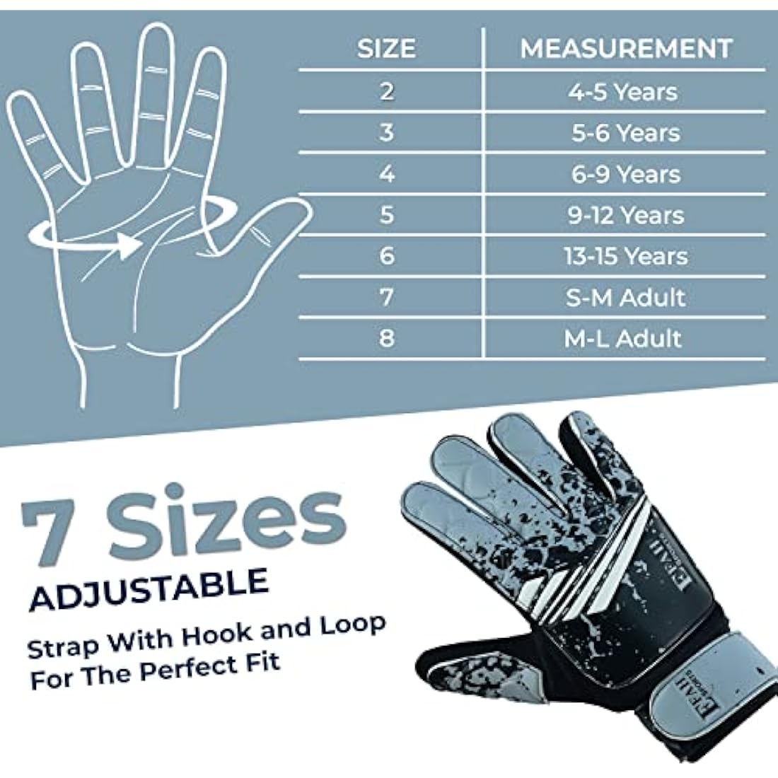 EFAH SPORTS Kids Soccer Goalkeeper Gloves – Youth Goalie Super Grip