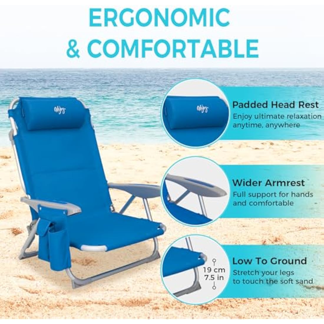#WEJOY 4-Position Adjustable Beach Chair | Lightweight Aluminum Folding Seat