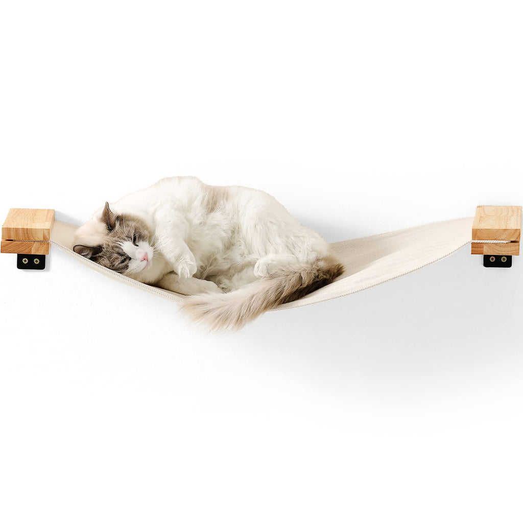 FUKUMARU Cat Wall Hammock – Large Rubber Wood Shelf for Perching