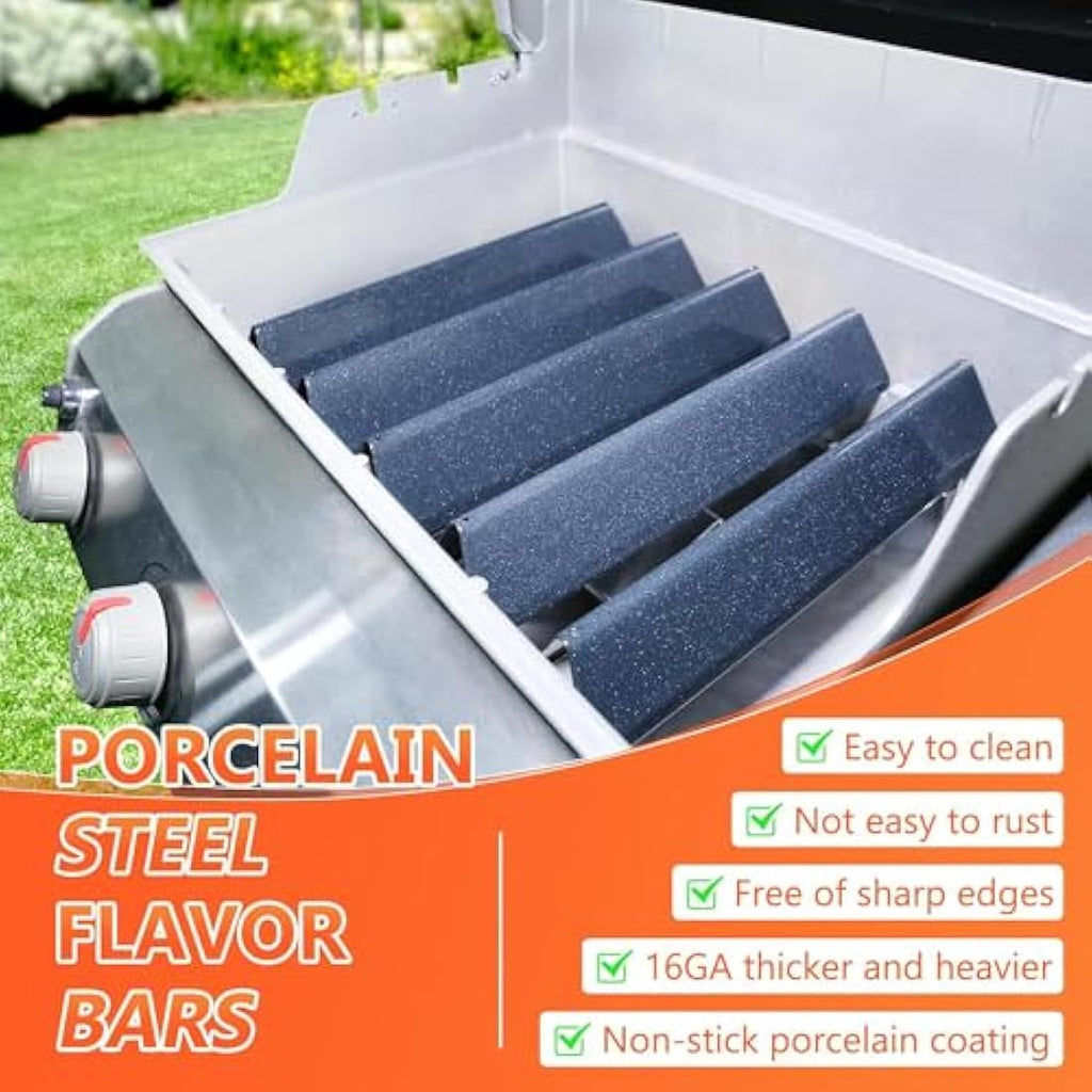 GFTIME 38.9CM Porcelain Steel Flavorizer Bars for Weber Spirit 300 Series