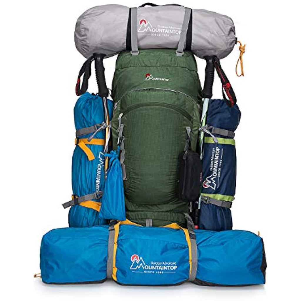 MOUNTAINTOP 80L Hiking Backpack | Waterproof Nylon Trekking Rucksack