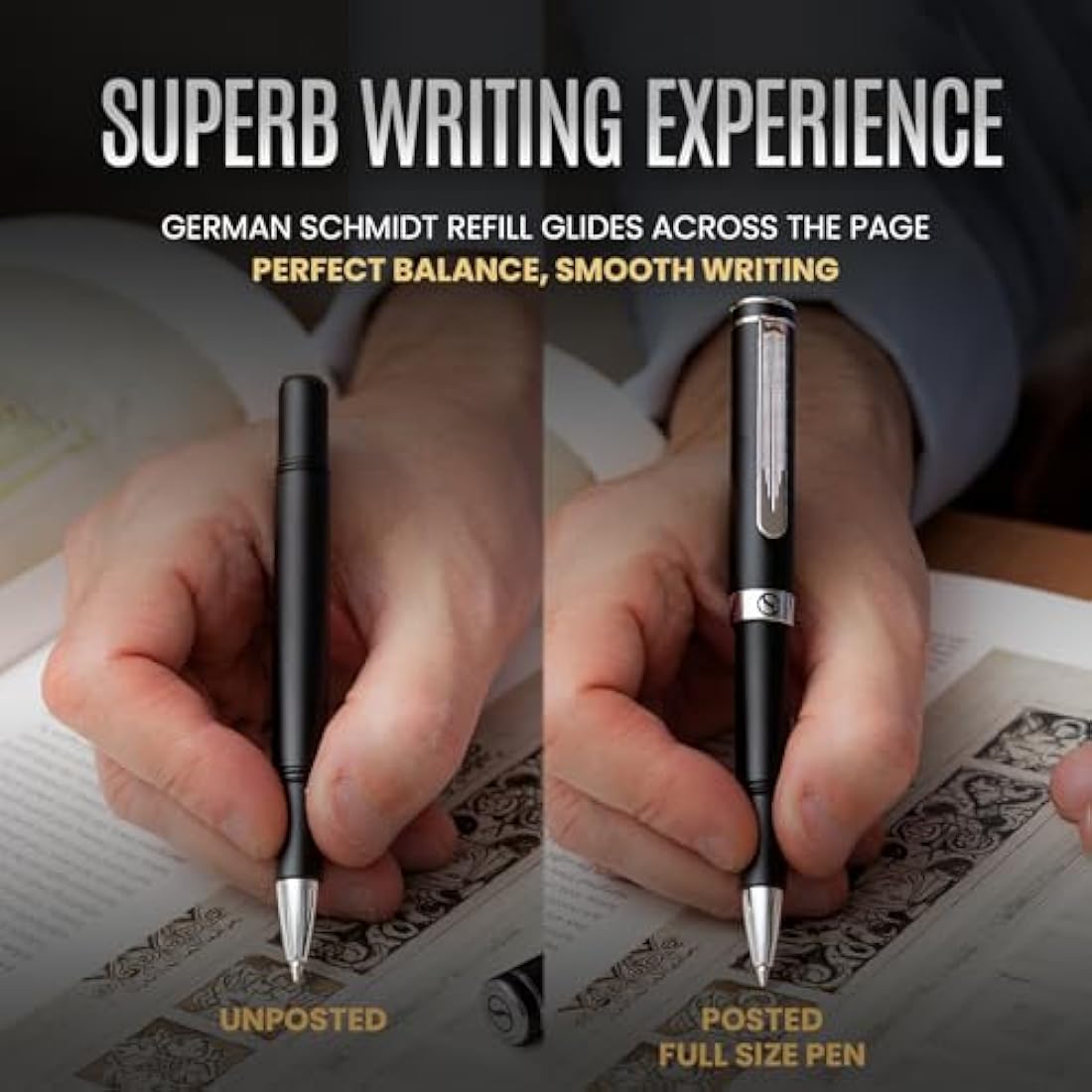 Scriveiner Black Rollerball EDC Luxury Pocket Pen | Chrome Finish