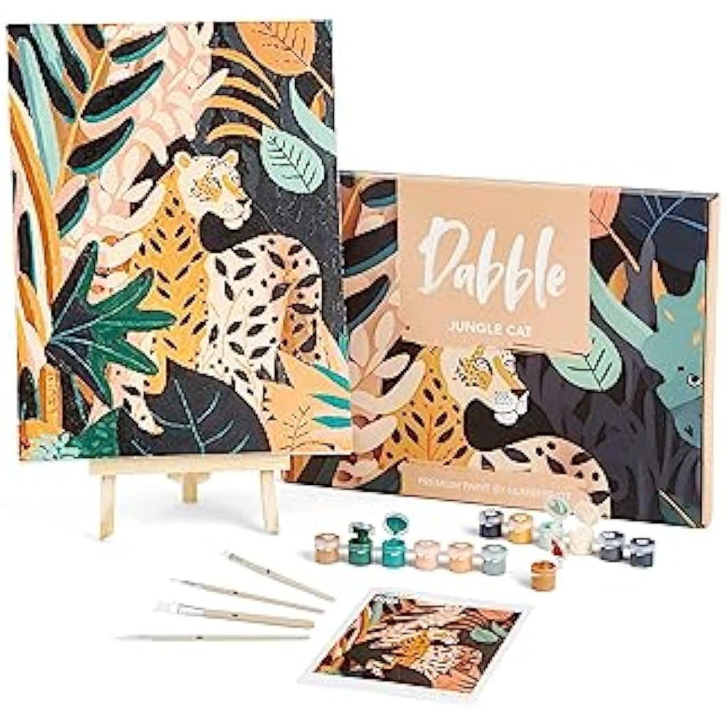 Dabble Paint by Numbers Kit for Adults - Floral Canvas with Acrylic Paint