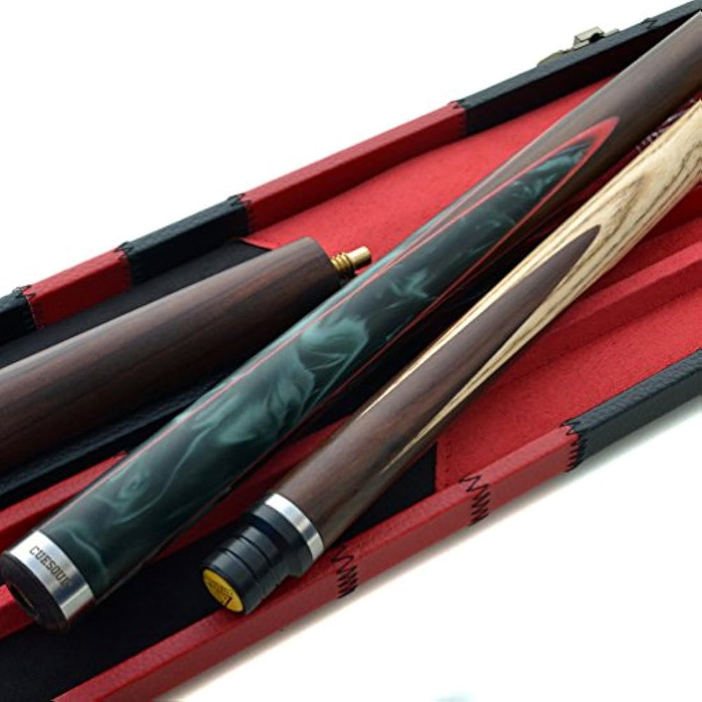 CUESOUL 57" Hand-Spliced 3/4 Snooker Cue | Ash Wood with Leatherette Case