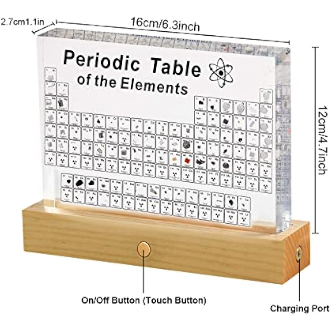 Periodic Table Display with 83 Real Elements - Acrylic Decor