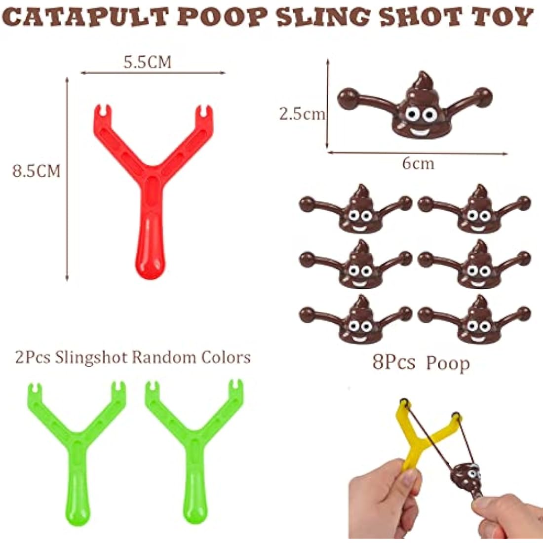 Jolof Store Poo Slingshot Toy Set – 12pc Funny Prank Squishy Toys for Kids
