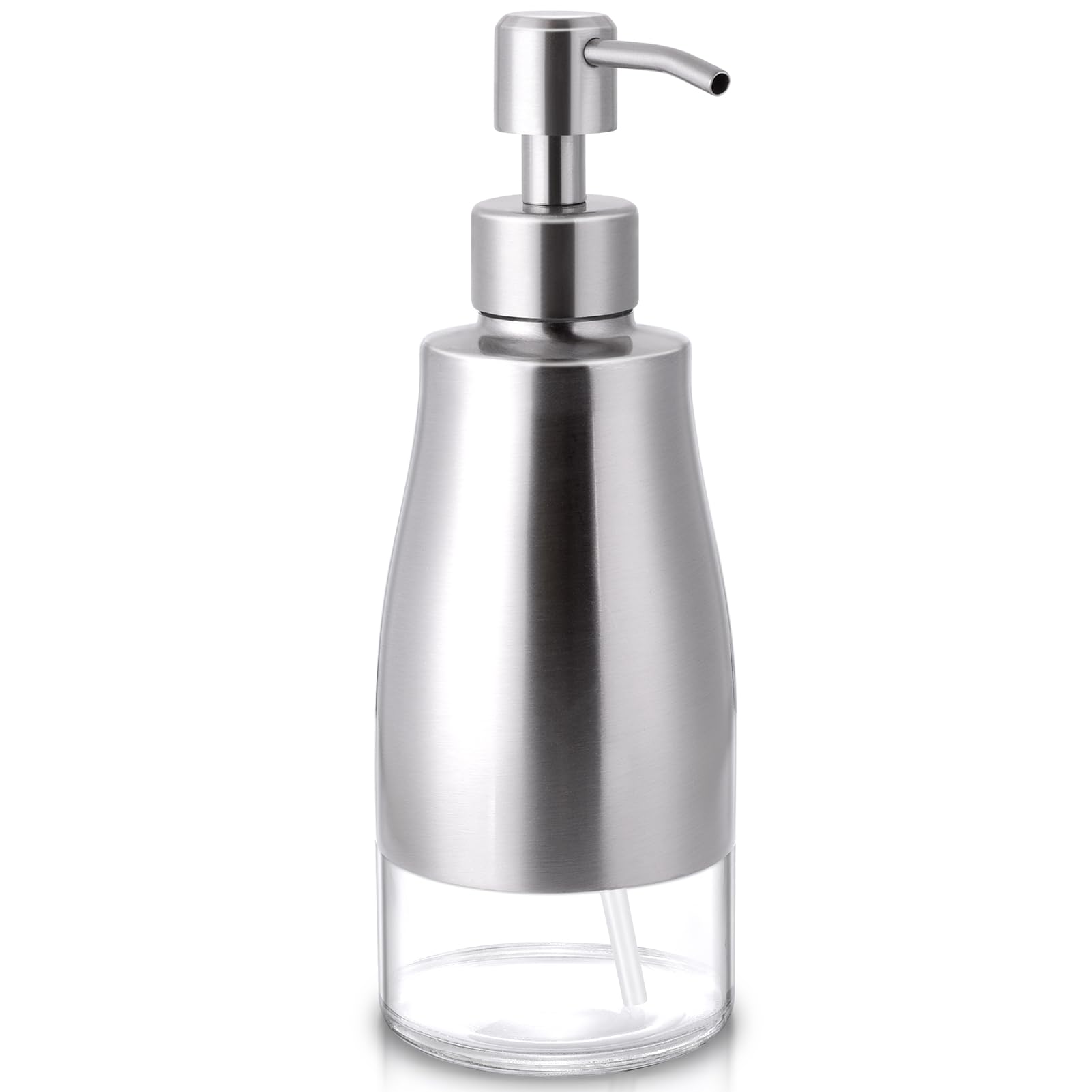 LALA DOLCE Glass Soap Dispenser | Brushed Nickel Stainless Steel - 10oz