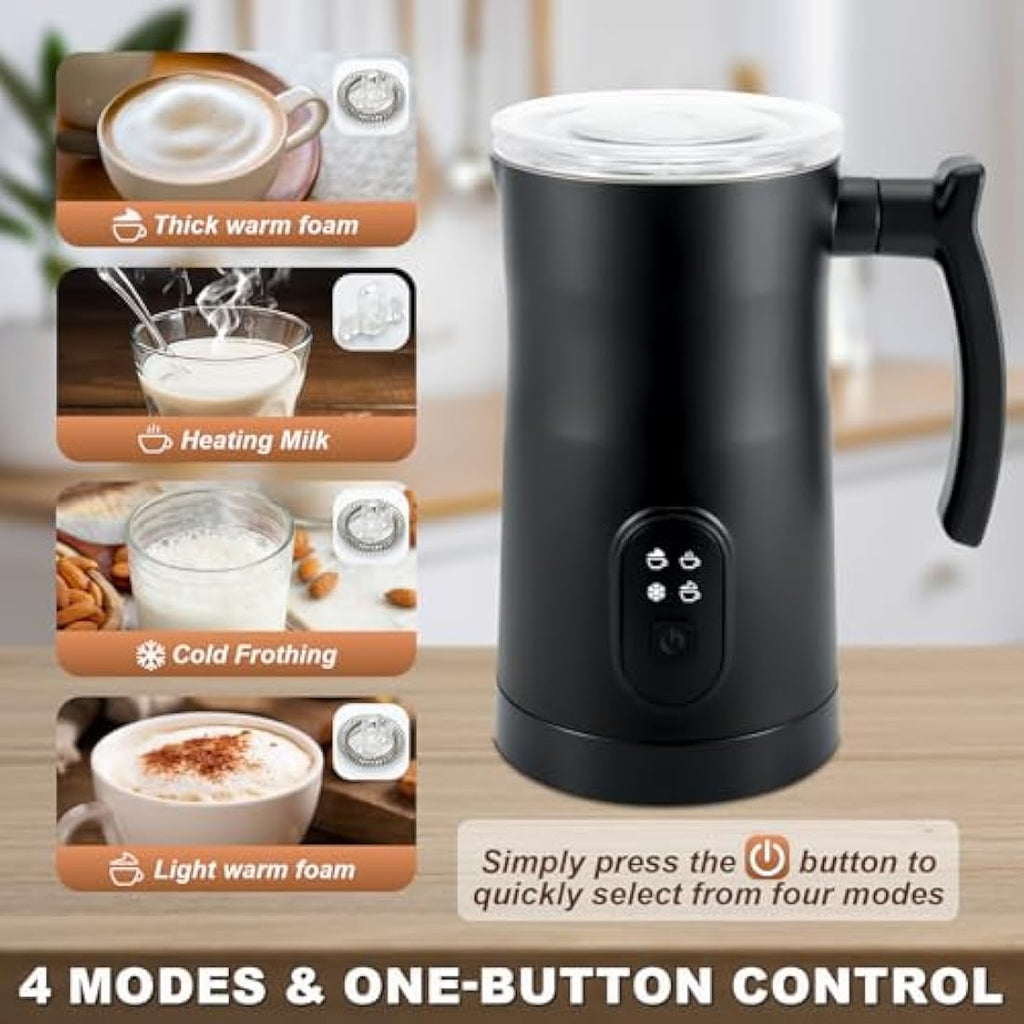 Qeelin 4-in-1 Electric Milk Frother | 350ml Stainless Steel Steamer