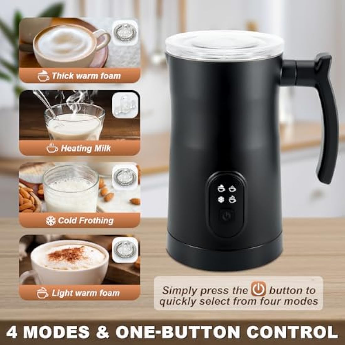 Qeelin 4-in-1 Electric Milk Frother | 350ml Stainless Steel Steamer