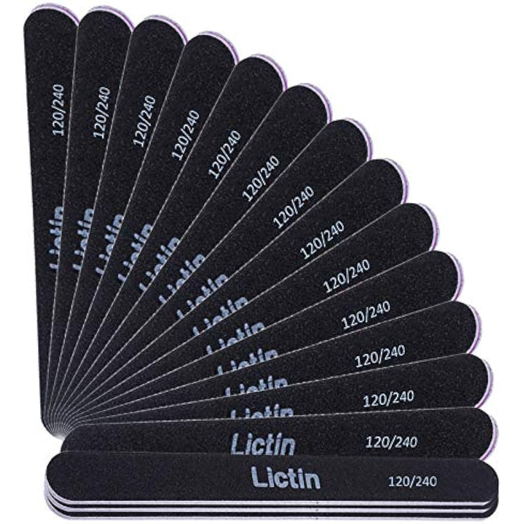 Lictin Professional Nail Files - 16 Pack 120/240 Grit Emery Boards