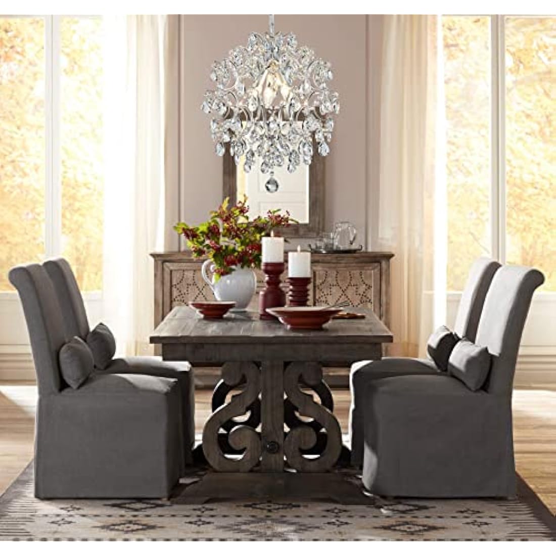 Bestier Modern Silver Crystal Raindrop Chandelier | 3-Light Pendant