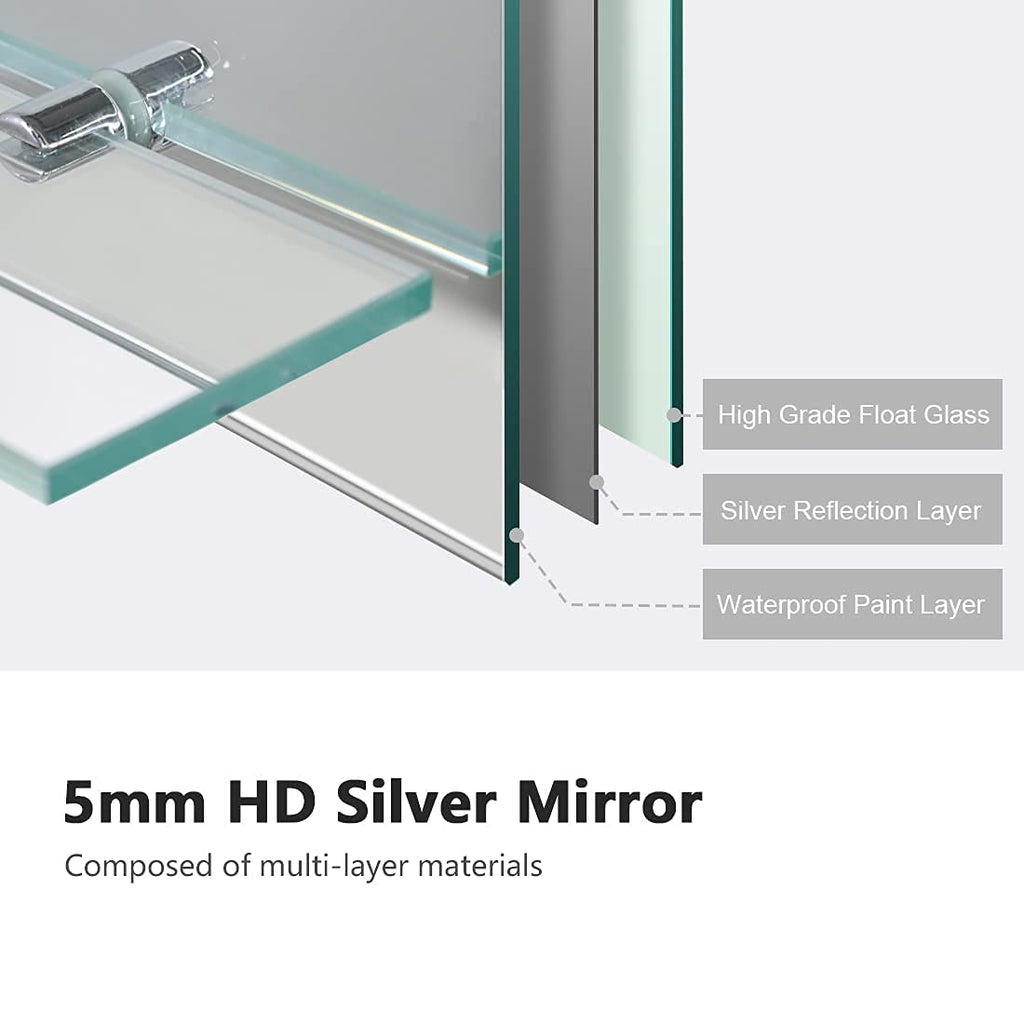 EMKE Frameless Bathroom Mirror with Shelf | Rectangle Vanity 45x60cm
