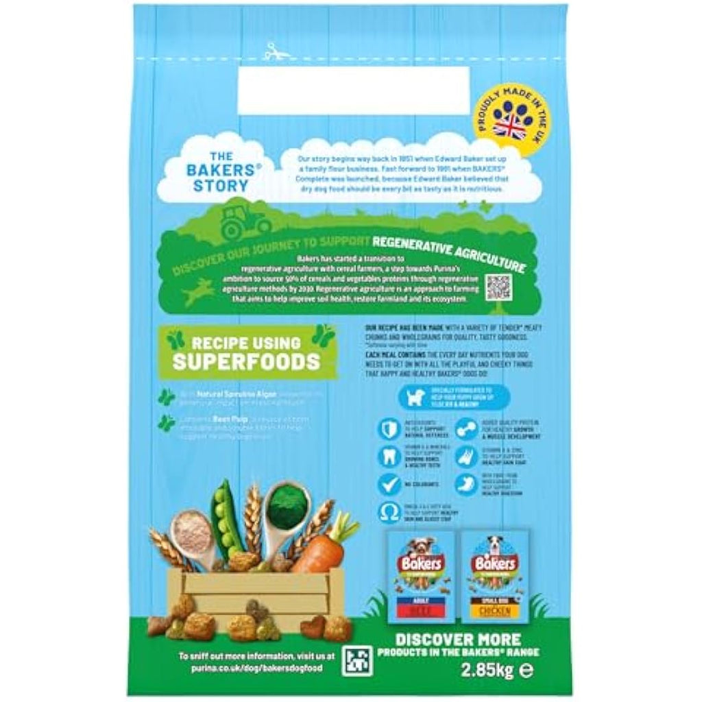 Bakers Puppy Dry Dog Food Chicken and Veg - 2.85kg (Pack of 4)