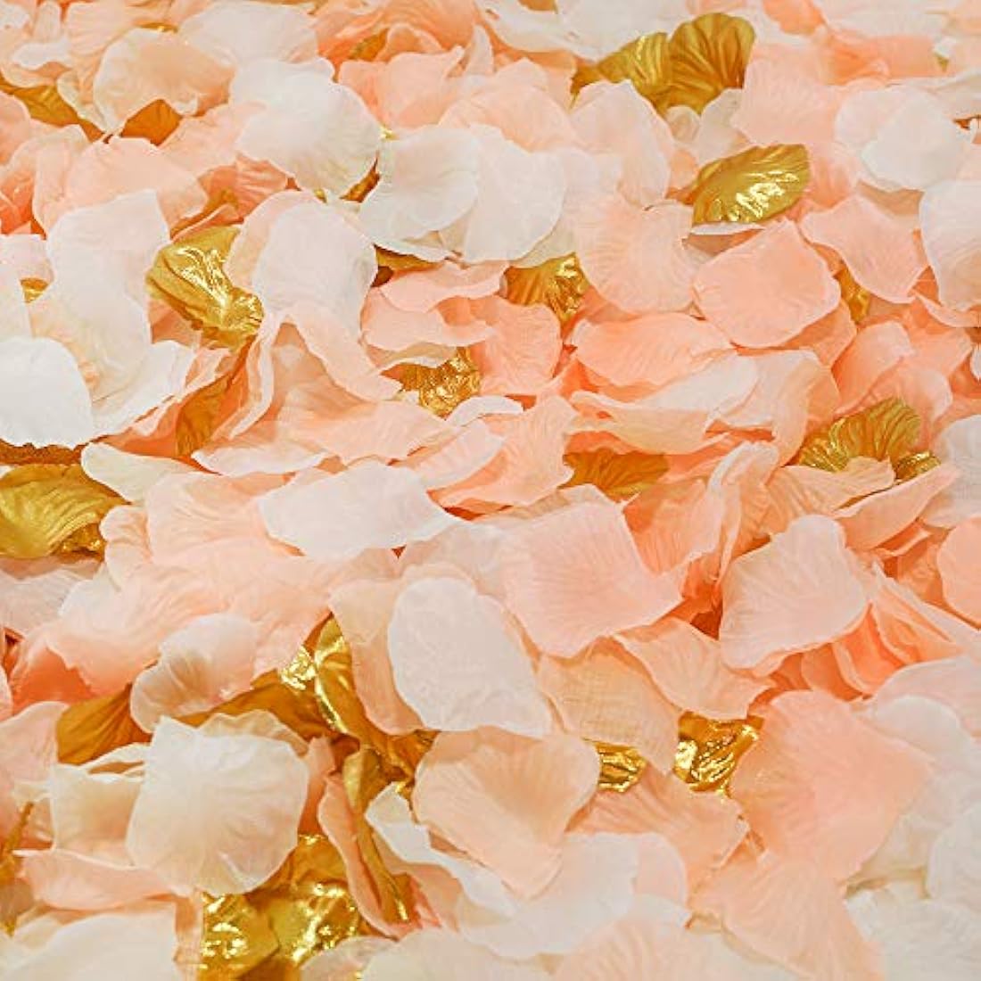 Silk Rose Petals – 1200pc Peach, Cream & Gold Wedding Decor