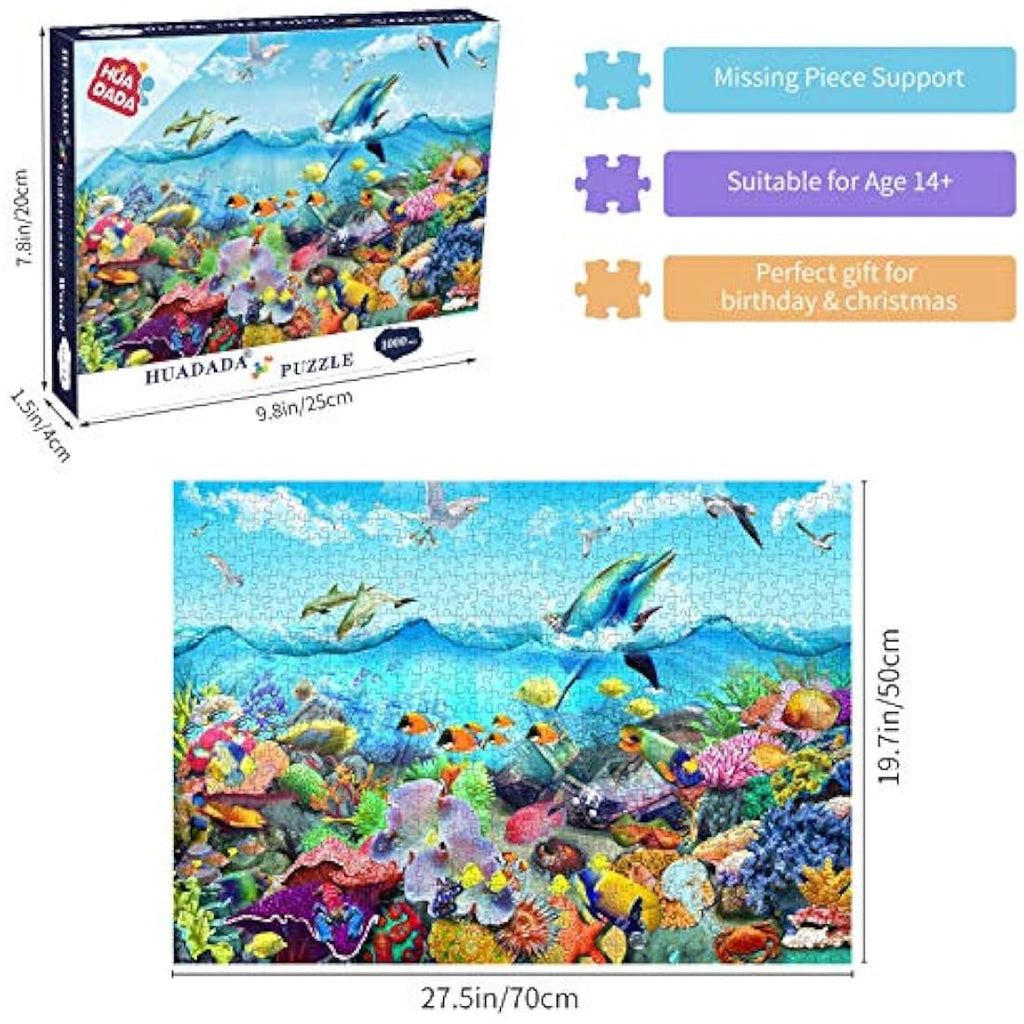 HUADADA Ocean World Jigsaw Puzzle for Adults | 1000 Piece Sea Coral