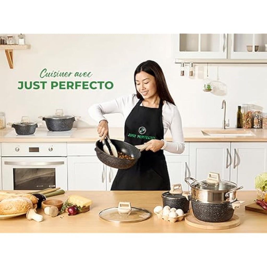 Just Perfecto 21-Piece Non-Stick Granite Cookware Set – Induction Black