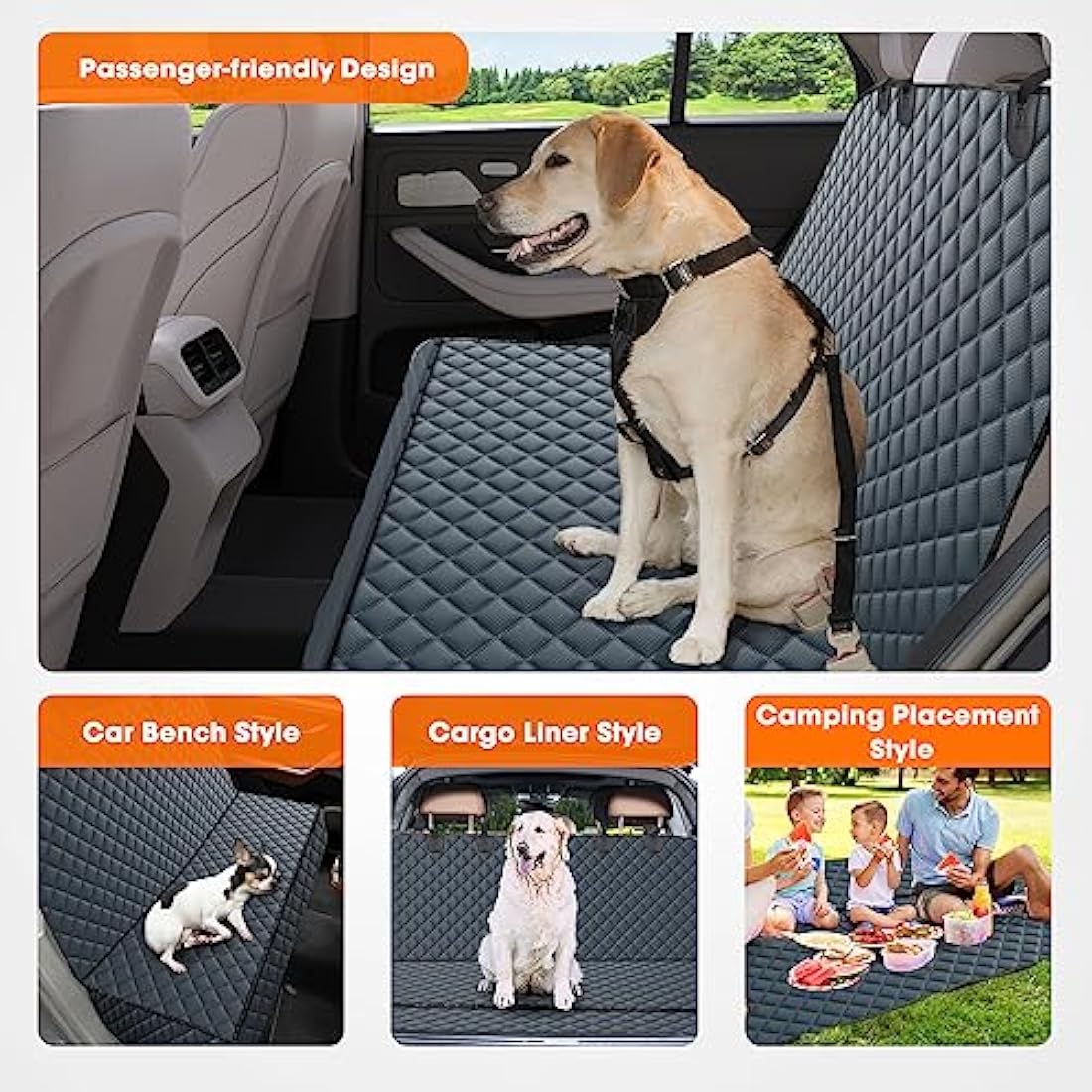 JOEJOY Dog Car Seat Cover – Waterproof 4-in-1 Back Seat Protector