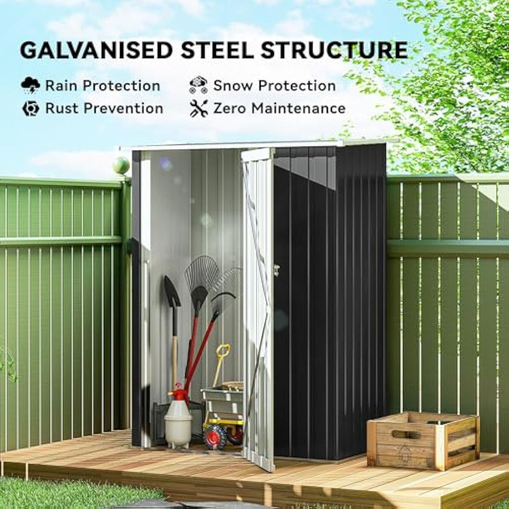 Jolof Store 5x3ft Metal Garden Storage Shed | Sloped Roof Tool Shed