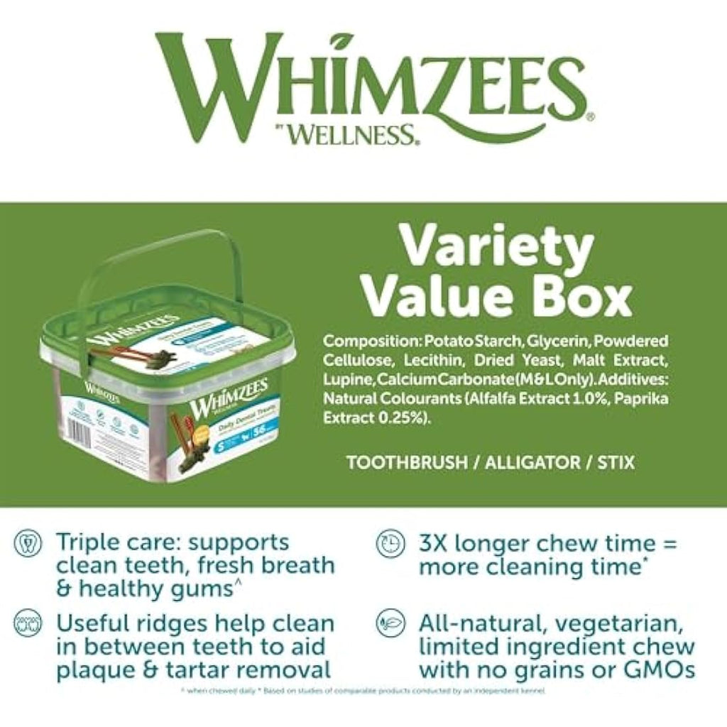 WHIMZEES By Wellness Small Dog Dental Chews | Grain Free, 56 Count