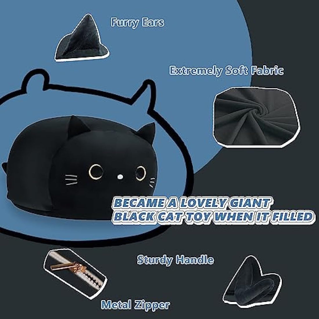 Jolof Store Black Cat Stuffed Animal Storage Bean Bag Chair Cover for Kids