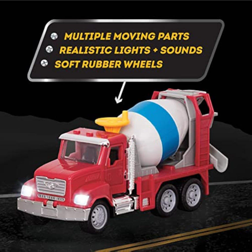 DRIVEN Micro Cement Truck – 1:48 Scale Construction Toy with Lights & Sound