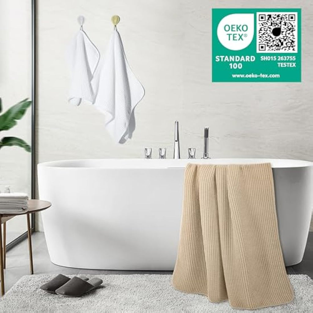 Polyte Microfiber Bath Towel Set – 6 Piece Quick Dry Waffle Weave