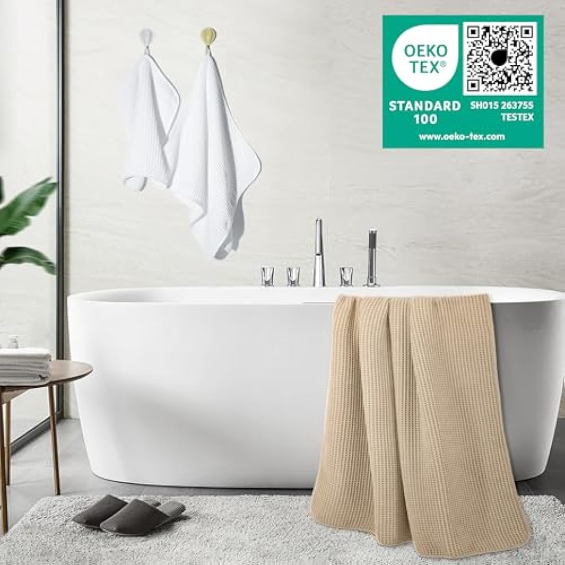Polyte Microfiber Bath Towel Set – 6 Piece Quick Dry Waffle Weave