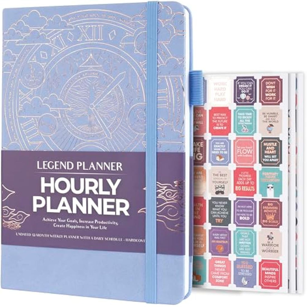 Legend Hourly Schedule Planner – Undated A5 Daily Organizer, Periwinkle