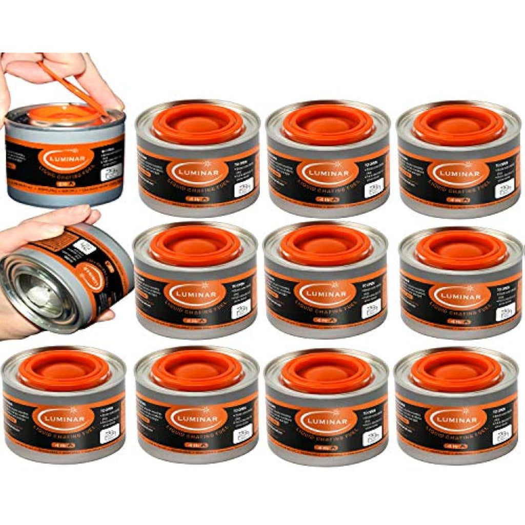 Luminar 4-Hour Resealable Wick Chafing Fuel Cans for Buffets, 12-Pack