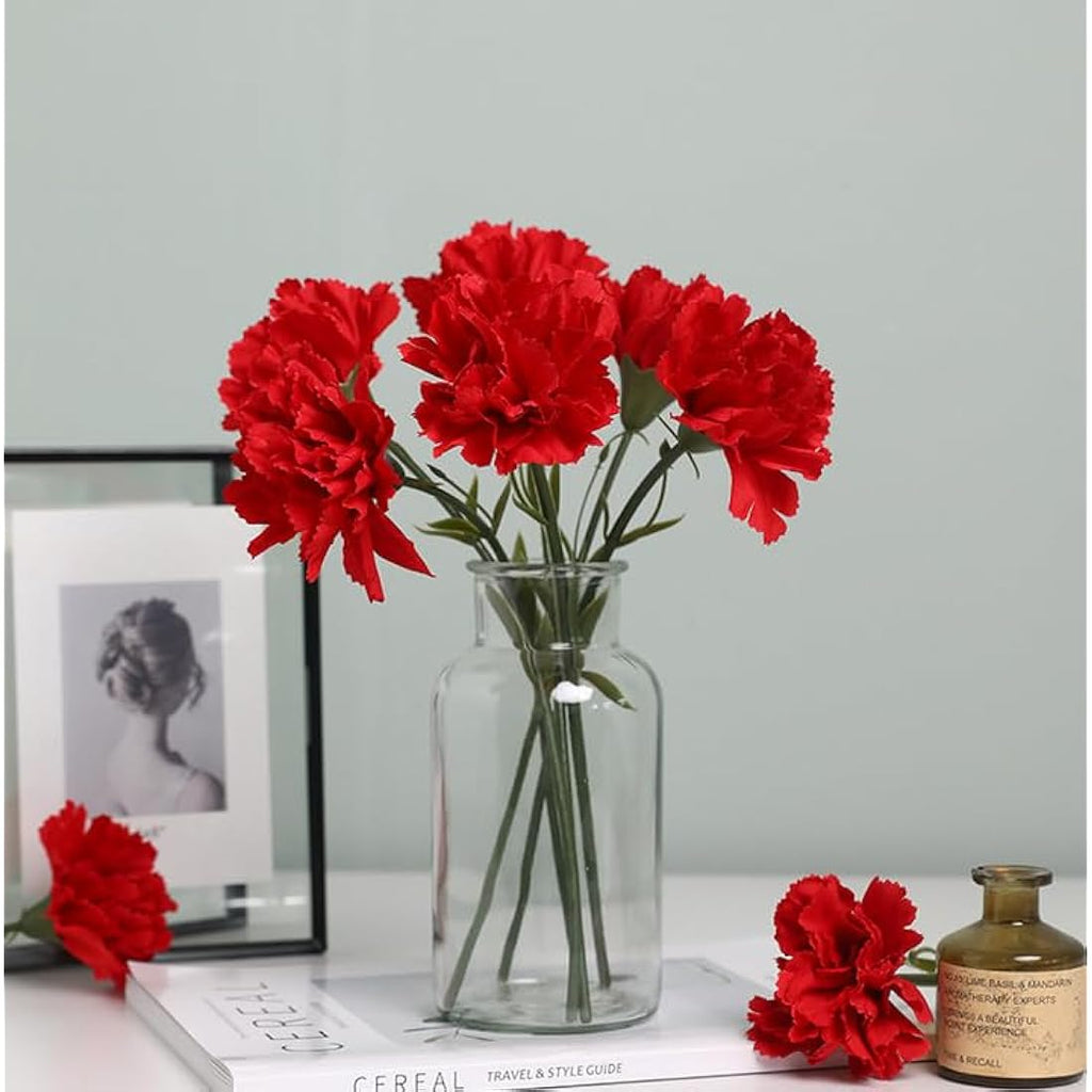 Jolof Store 10-Stem Artificial Carnations – UV Resistant Silk Flowers