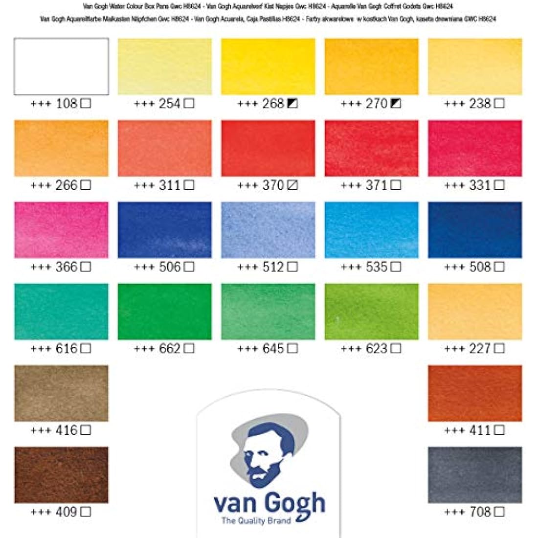 Van Gogh Water Colour Paint Set – 24 Pans Wooden Box with Brush