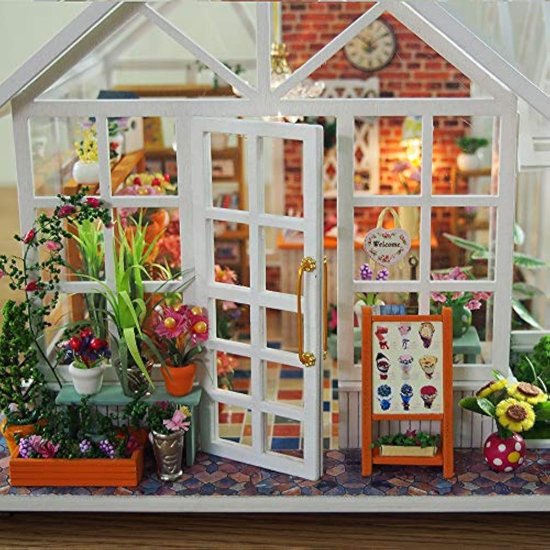 GuDoQi DIY Miniature Flower Shop Dollhouse Kit with Music - 1/24 Scale