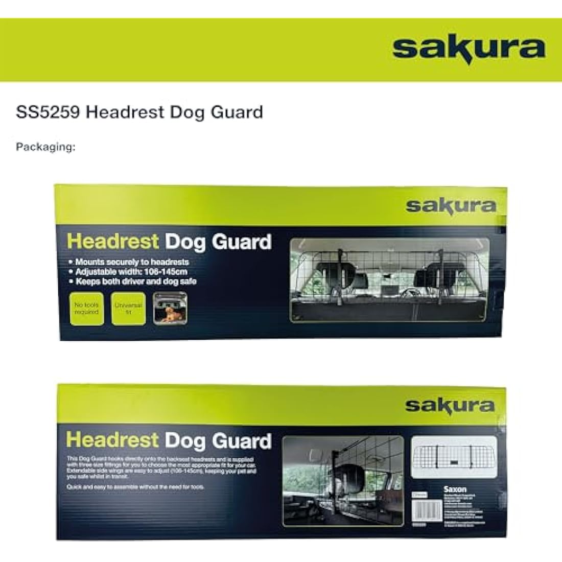 Sakura Adjustable Dog Guard for Cars | Steel Headrest Pet Barrier - Black