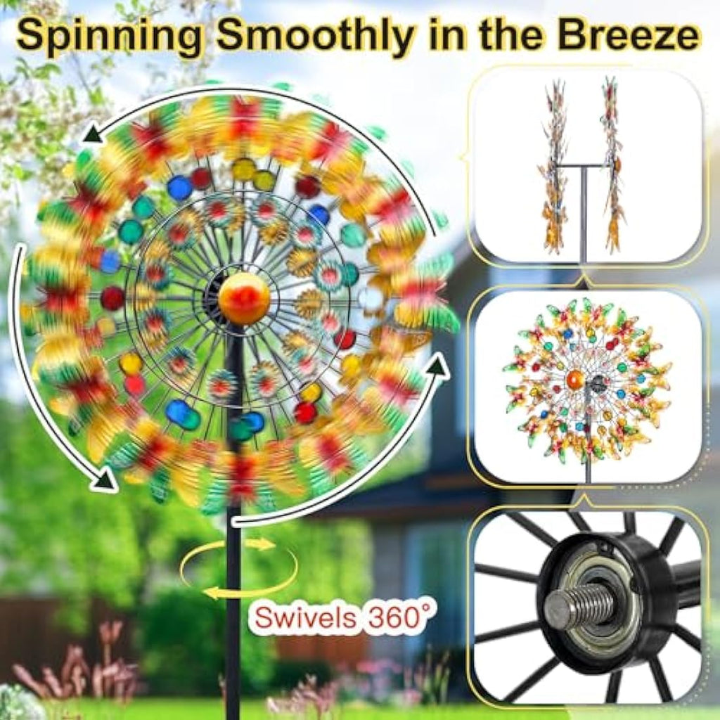 Lariander Large Butterfly Metal Wind Spinner | 84" Kinetic Yard Sculpture