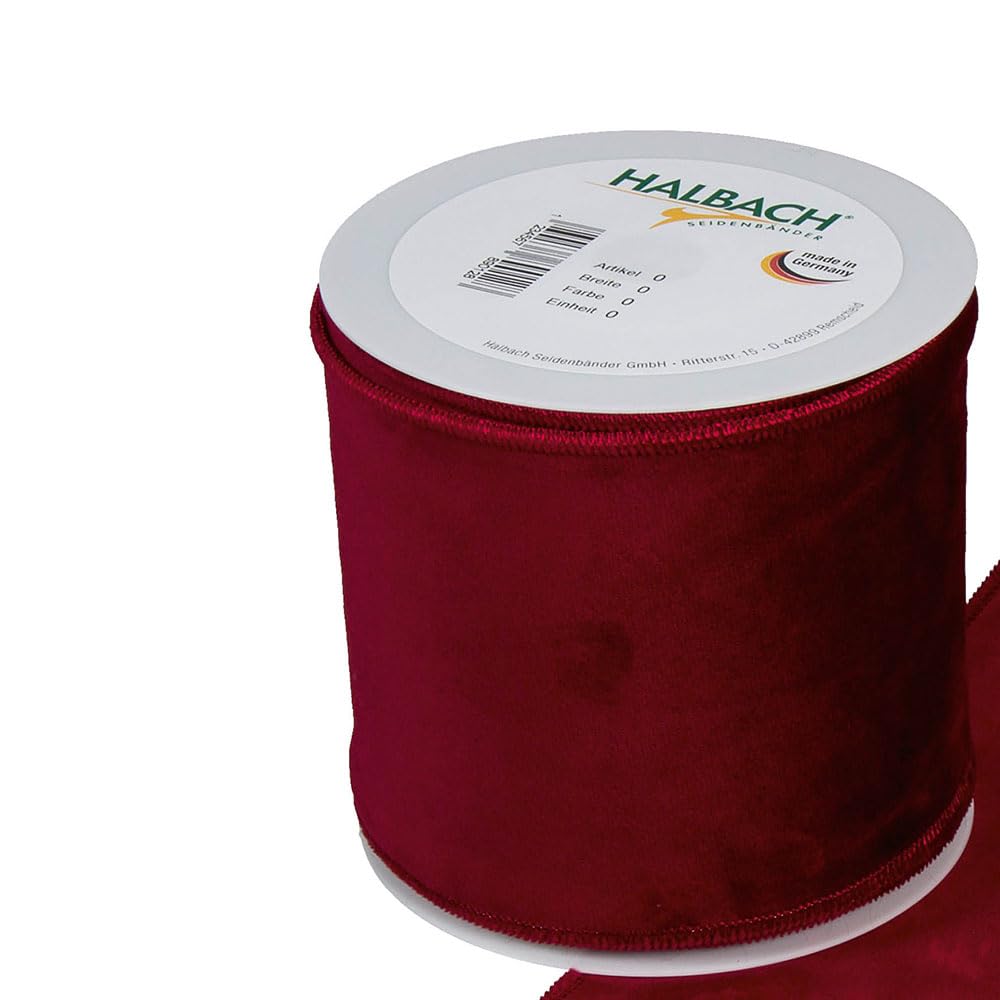 Jolof Store Burgundy Red Velvet Christmas Ribbon - 100mm Wired Edge 8m