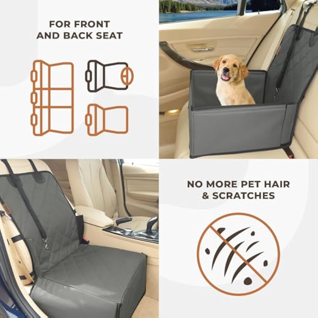 Wuglo Dog Car Seat – Waterproof Booster Seat with Reinforced Walls, Grey
