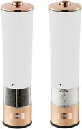 Tower Electric Salt and Pepper Mills – Stainless Steel, White, 2-Piece
