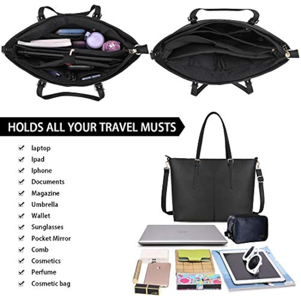 Women's 15.6 Inch Laptop Tote Bag – Leather Business Handbag