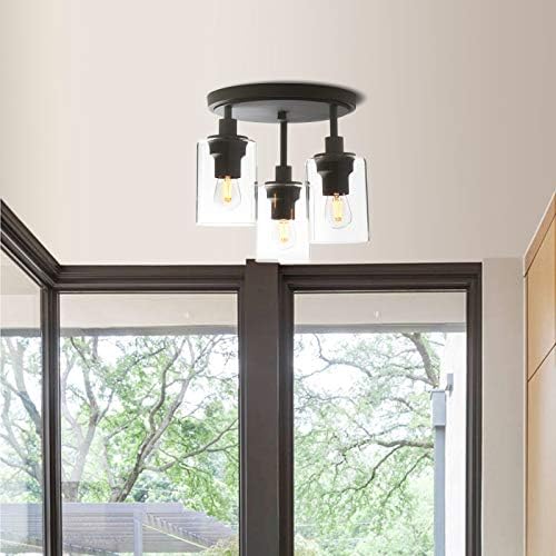 Industrial 3-Way Glass Pendant Light – Vintage Flush Ceiling Lamp