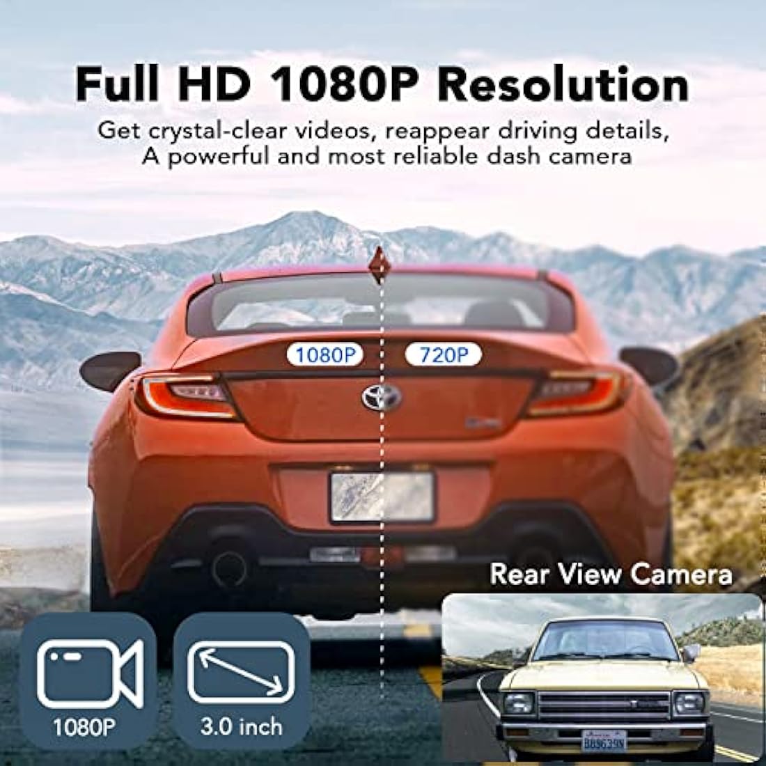 IBAYE 1080P Dual Dash Cam Front and Rear | 3" LCD Night Vision Camera