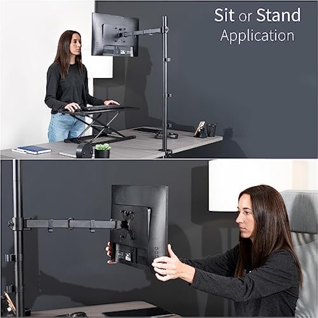 VIVO Extra Tall Single Monitor Desk Mount | 39" Pole for 13-32" Screens