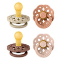 BIBS Boheme Pacifier 4-Pack | Natural Rubber Round Soother, 0-6 Months