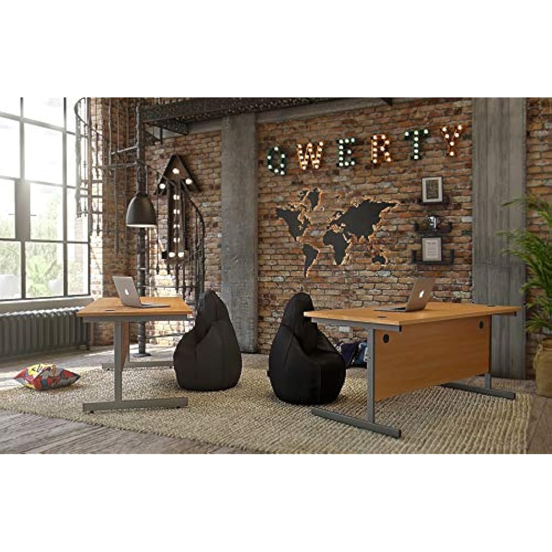 Office Hippo Heavy Duty Cantilever Desk - Beech/Silver, 120cm x 80cm