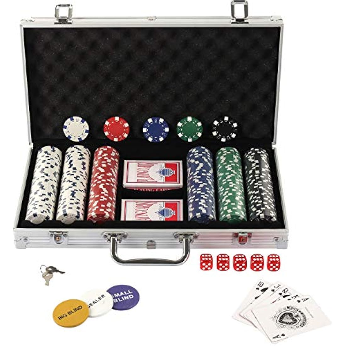 300pc Poker Chips Set | Texas Holdem Casino Set with Case