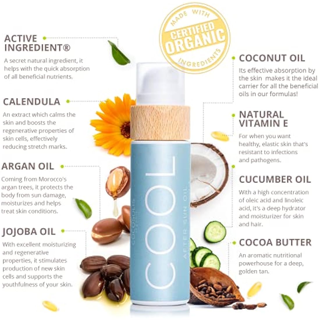 COCOSOLIS Cool After Sun Organic Oil – Soothing Body Moisturizer (110ml)