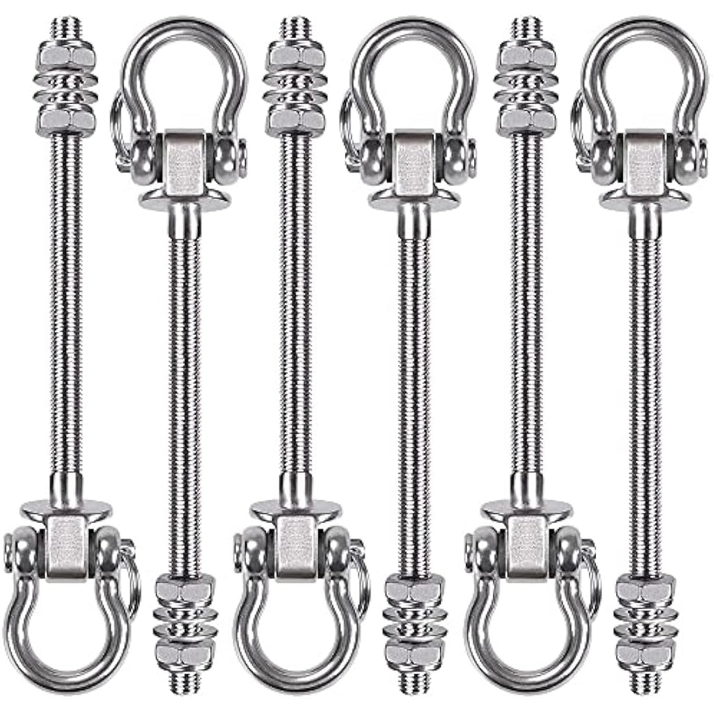 SELEWARE 304 Stainless Steel Swing Hangers – Heavy Duty Hammock Hooks, 6 Pack