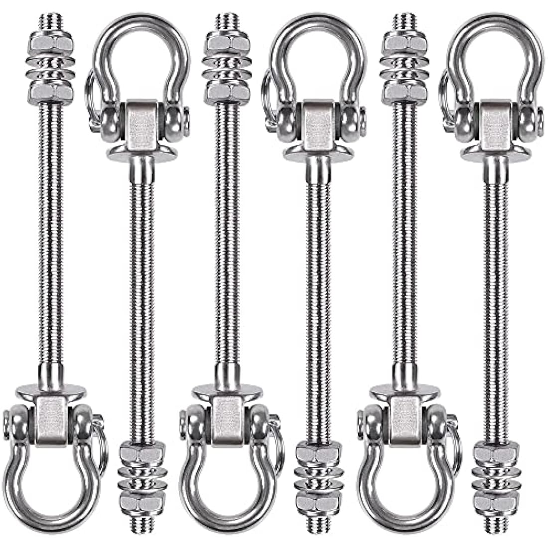 SELEWARE 304 Stainless Steel Swing Hangers – Heavy Duty Hammock Hooks, 6 Pack